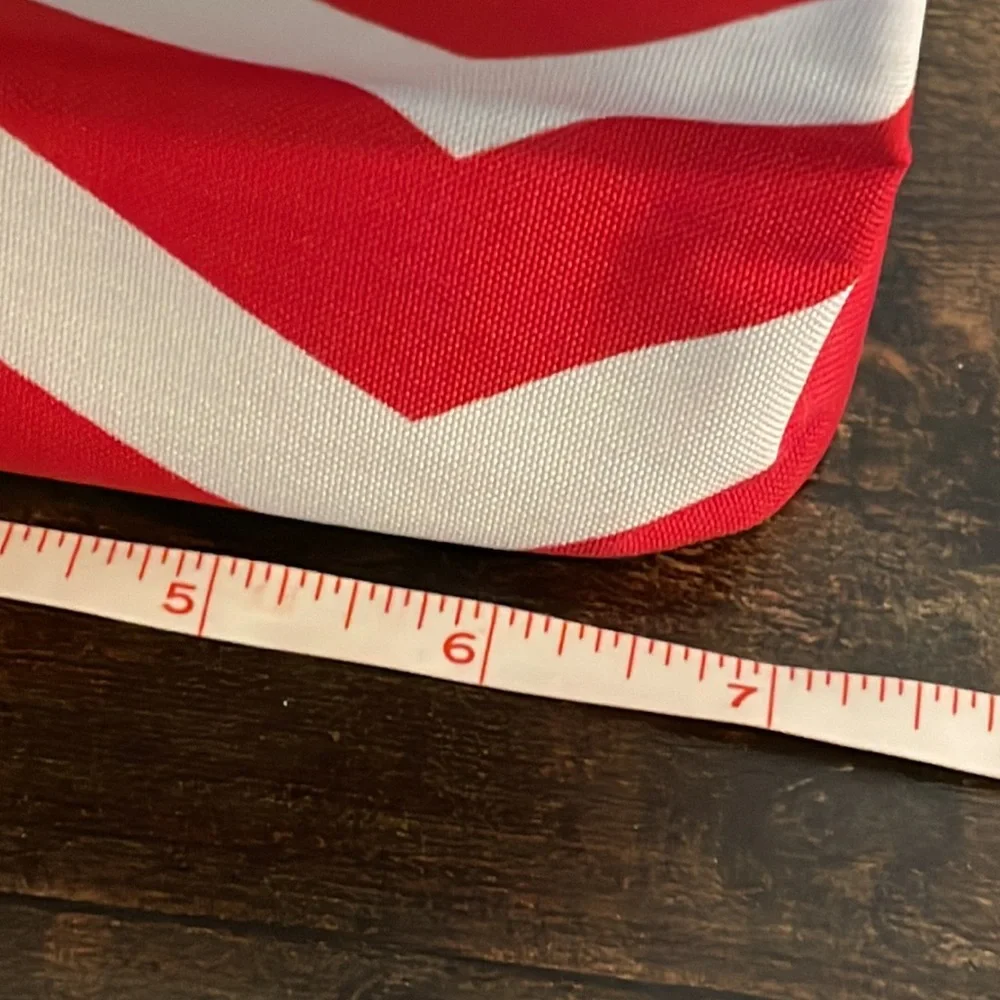 NEW‎ Red and White Chevron Cosmetic Case * CAN BE PERSONALIZED